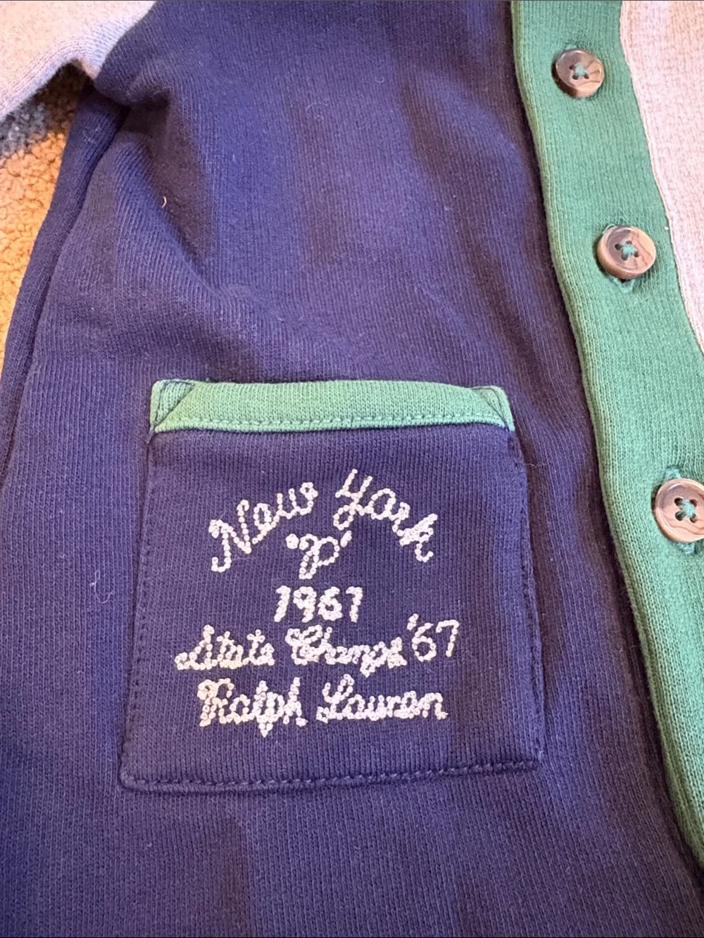 Ralph lauren knit fleece color block coveralls